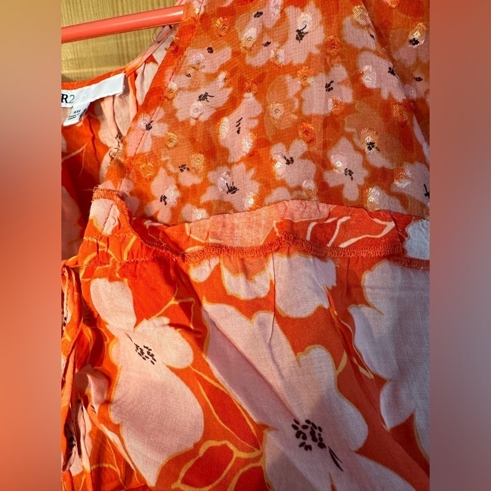 DR2 Gorgeous Cap Sleeve Lightweight Orange/Pink Floral Too Size XXL - Picture 7 of 10